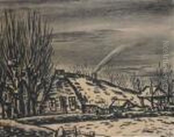 A Farm In Winter Oil Painting by Leo Gestel