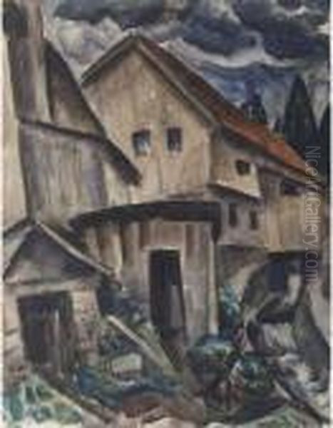 A Bavarian Village Oil Painting by Leo Gestel