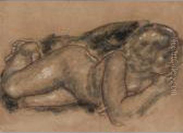 Reclining Nude Oil Painting by Leo Gestel