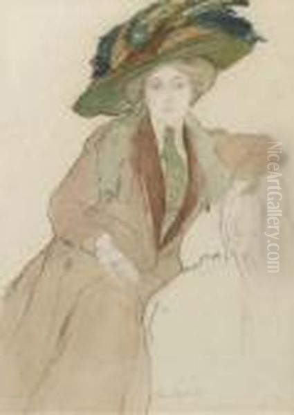 Seated Elegant Lady Oil Painting by Leo Gestel