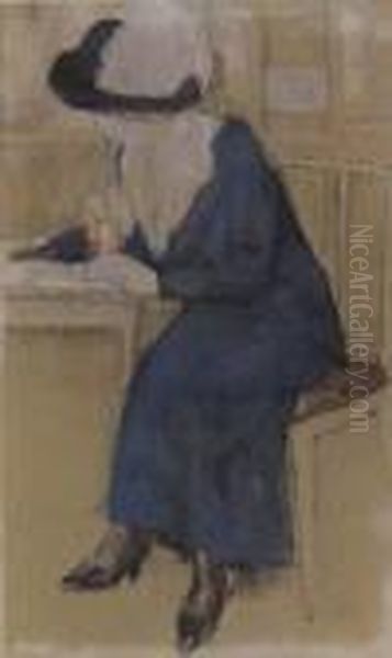 Lady In A Cafe Oil Painting by Leo Gestel