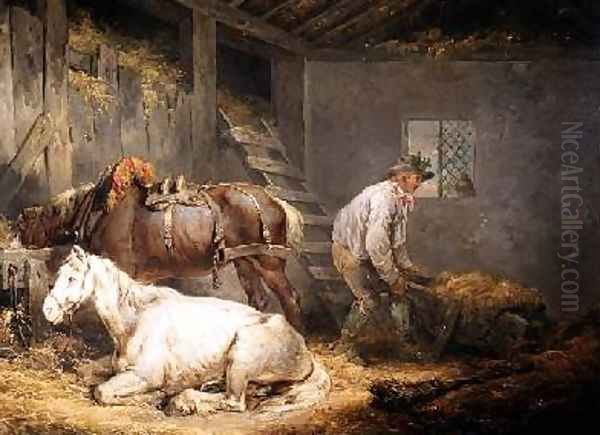 Horses in a stable Oil Painting by George Morland