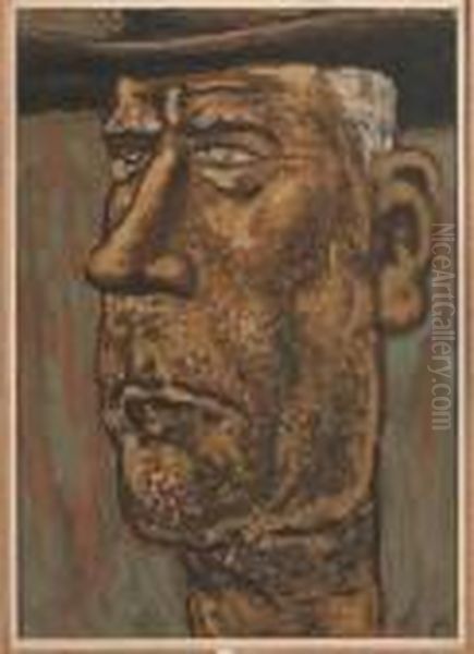 A Head Of A Spakenburger (recto); A Sketch Of A Head (verso) Oil Painting by Leo Gestel