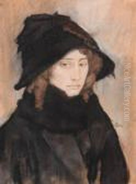 Portrait Of An Overtoom, Wife Of The Artist Oil Painting by Leo Gestel