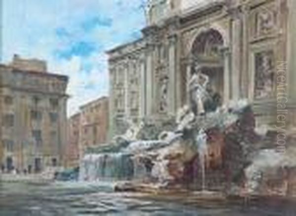 Fontana Di Trevi, Roma Oil Painting by Cesare Gheduzzi