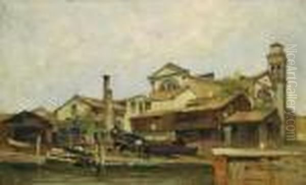 Rio E Chiesa Di San Gervasio Venezia Oil Painting by Cesare Gheduzzi