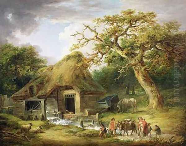 The Old Water Mill 1790 Oil Painting by George Morland