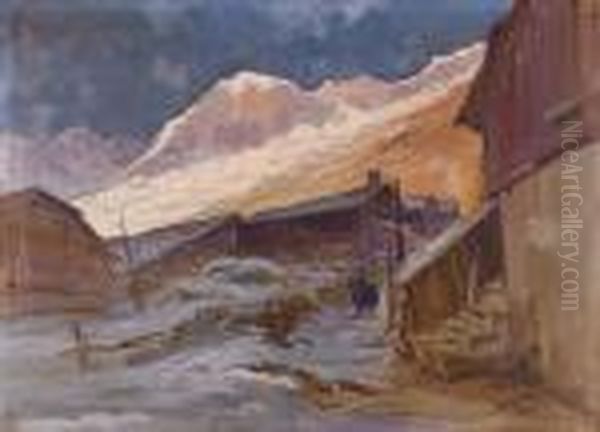 Baite Al Monte Rosa Oil Painting by Cesare Gheduzzi