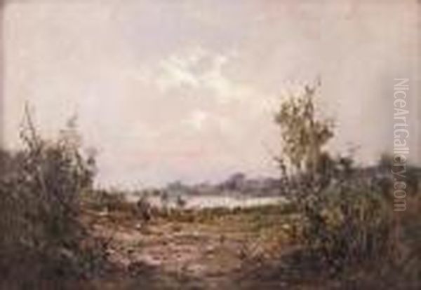 Campagna Piemontese Con Pastori Oil Painting by Cesare Gheduzzi