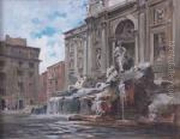 Fontana Di Trevi Oil Painting by Cesare Gheduzzi