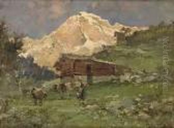 Monte Rosa Oil Painting by Cesare Gheduzzi