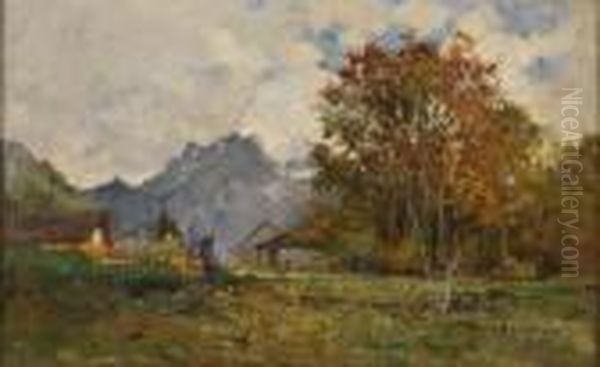 Paesaggio Con Figura Oil Painting by Cesare Gheduzzi