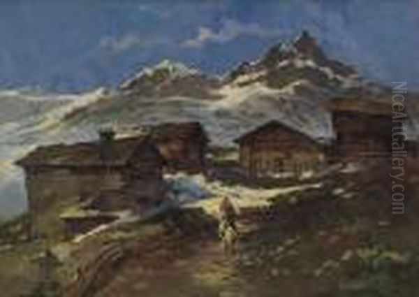 Monte Rosa, Ultima Neve Oil Painting by Cesare Gheduzzi