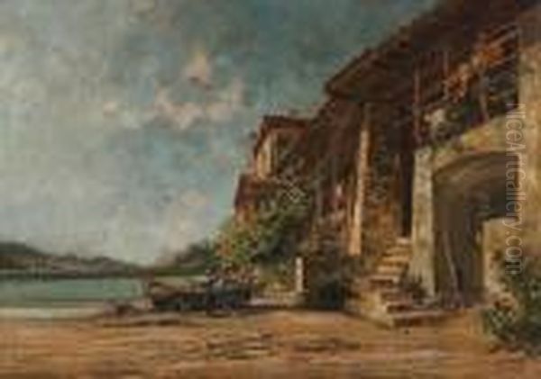 Cascina Sul Lago Oil Painting by Cesare Gheduzzi