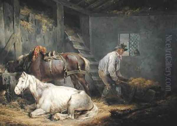 Horses in a Stable 1791 Oil Painting by George Morland