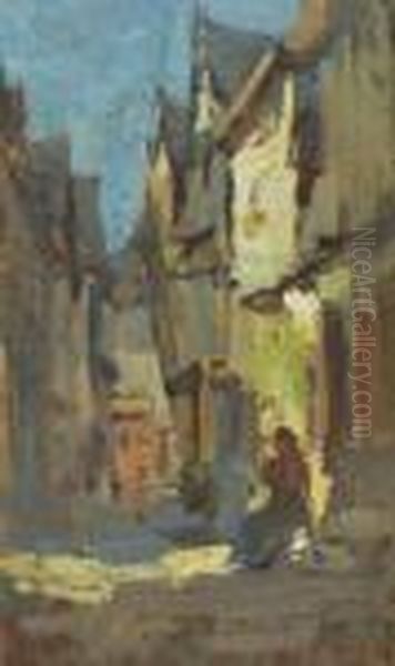 Strada La Vitre Oil Painting by Petrascu Gheorghe