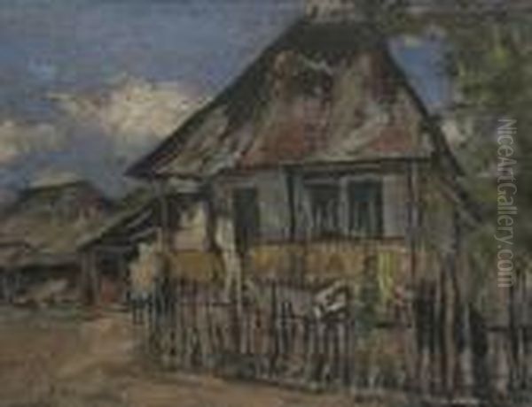 Casa Taraneasca Oil Painting by Petrascu Gheorghe