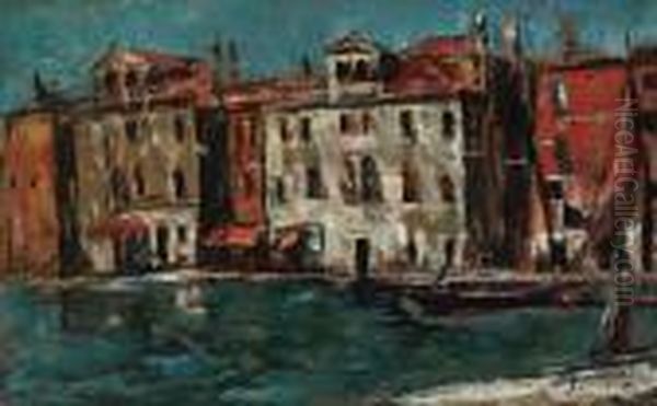 Houses In Chioggia Oil Painting by Petrascu Gheorghe