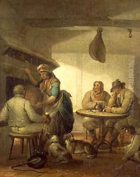 Country Folk By An Inn Fire 1796 Oil Painting by George Morland