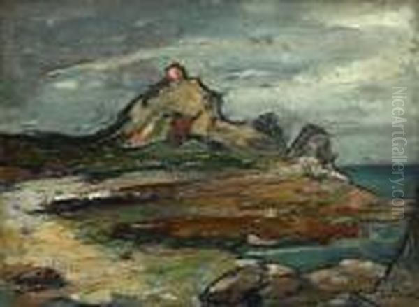 Cliffs In Roscoff Oil Painting by Petrascu Gheorghe