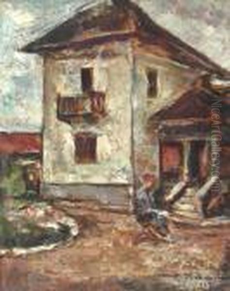 The Shop House From Targoviste Oil Painting by Petrascu Gheorghe