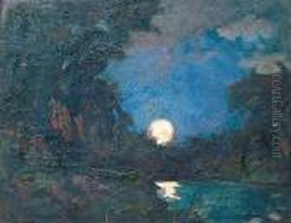 Paysage Au Clair De Lune Oil Painting by Petrascu Gheorghe