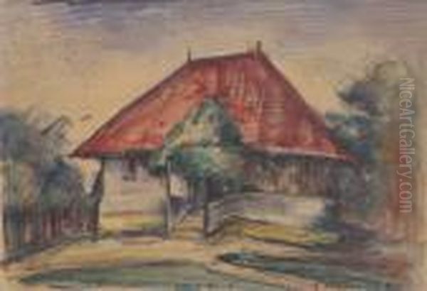 House Oil Painting by Petrascu Gheorghe