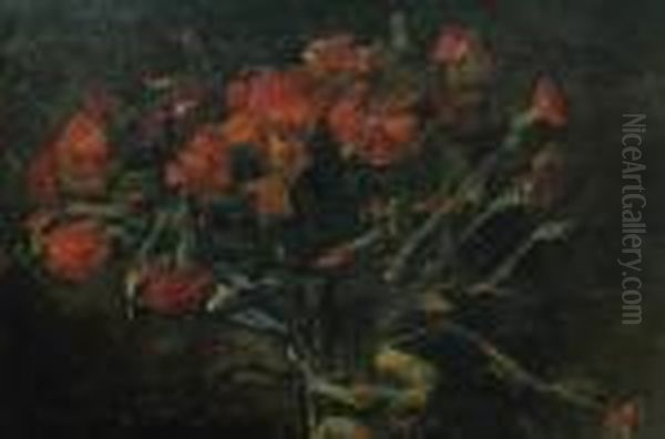 Carnations Oil Painting by Petrascu Gheorghe