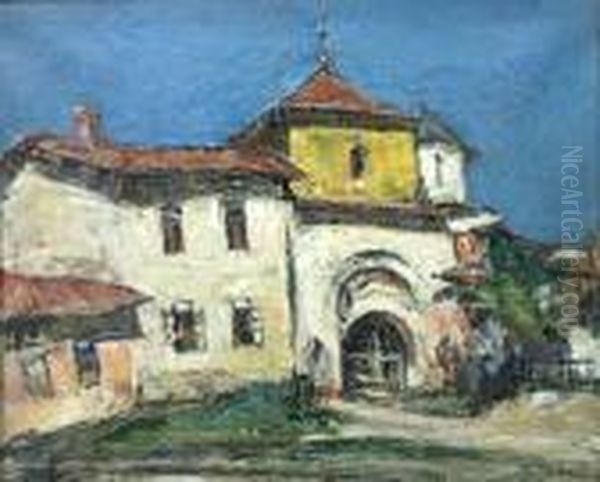 Bell Tower Of Domnesti Church Of Targoviste Oil Painting by Petrascu Gheorghe