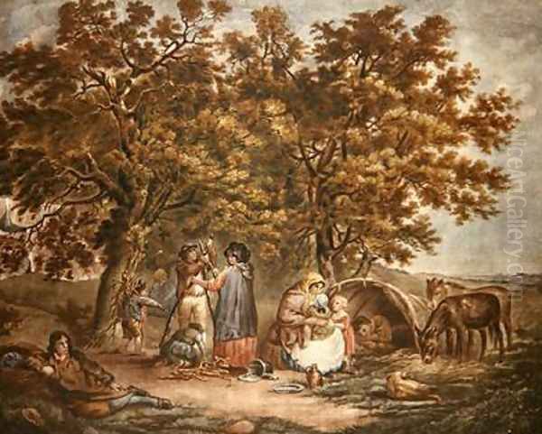 The Gipsies Tent Oil Painting by George Morland