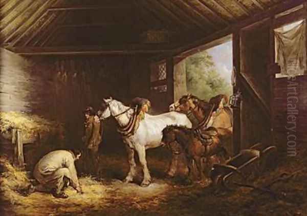 Inside a Stable Oil Painting by George Morland