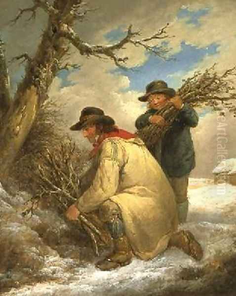 Faggot Gatherers in the Snow Oil Painting by George Morland