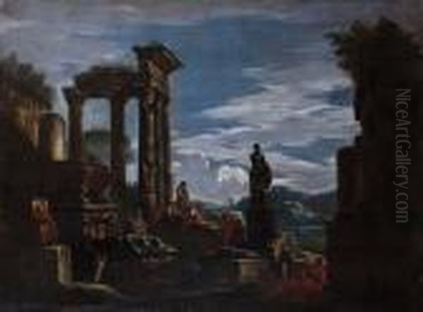 Capriccio Architettonico Con Rovine Classiche Oil Painting by Giovanni Ghisolfi