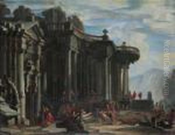 Capriccio Archittonico Oil Painting by Giovanni Ghisolfi