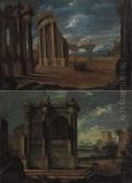 Paesaggio Con Rovine Classiche Oil Painting by Giovanni Ghisolfi