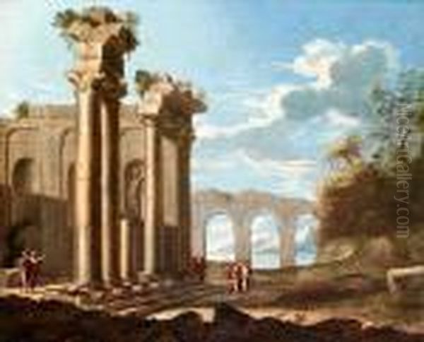 Capriccio
Of Roman Ruins With Classical Figures In The Foreground Oil Painting by Giovanni Ghisolfi