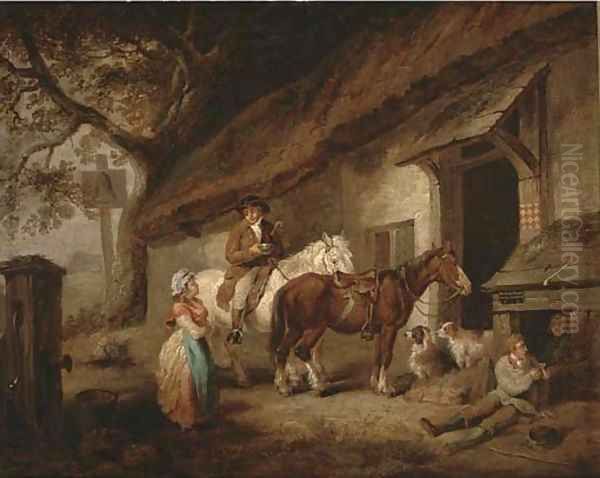 A rest at the Bell Inn Oil Painting by George Morland