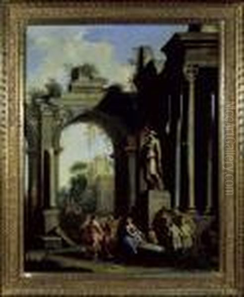 Caprice Architectural Au Philosophe Oil Painting by Giovanni Ghisolfi