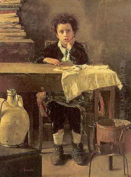 The Poor Schoolboy 1876 Oil Painting by Antonio Mancini