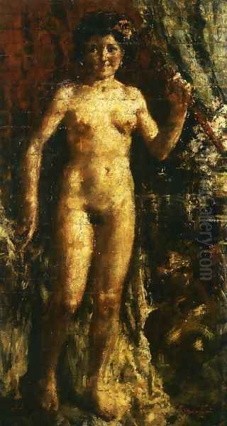 Female Nude Oil Painting by Antonio Mancini