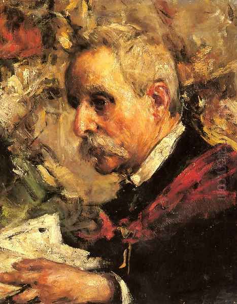 A Portrait of the Artist's Father Oil Painting by Antonio Mancini