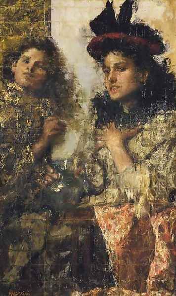 de Lafenis Oil Painting by Antonio Mancini