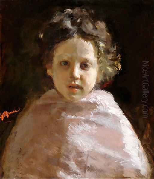 Portrait of a Child Oil Painting by Antonio Mancini