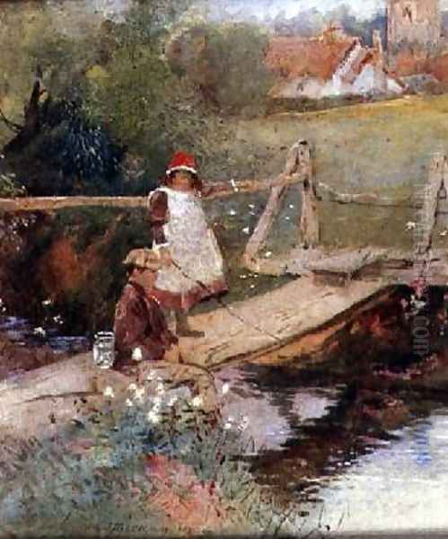 The Young Anglers Oil Painting by Thomas Mackay