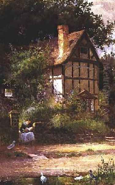 The Cottage Door Oil Painting by Thomas Mackay