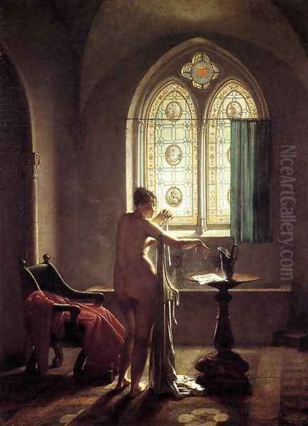 Gothic Bathroom 1810 Oil Painting by Jean-Baptiste Mallet