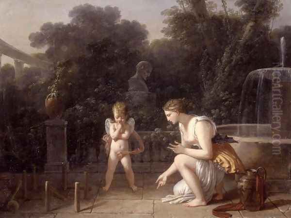 The Little Fixer (Le petit redresseur de Quilles) Oil Painting by Jean-Baptiste Mallet