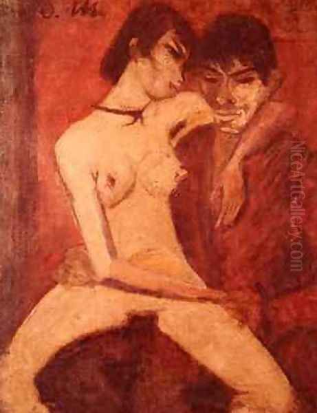 Seated Gipsy Lovers 1922 Oil Painting by Otto Mueller