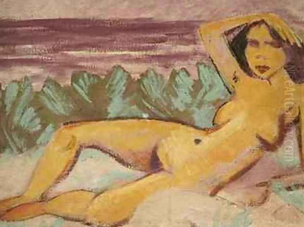 Reclining Nude 1914 Oil Painting by Otto Mueller