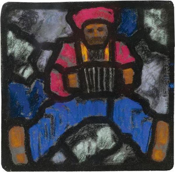 Barrel Organ Player. Oil Painting by Augusto Giacometti